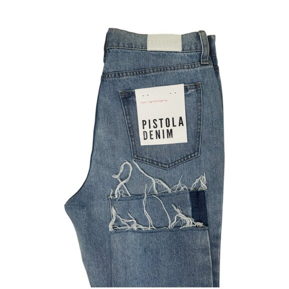 New Pistola Charlie High Rise Straight Leg Distressed Ankle Jeans Size 29 - Picture 4 of 11